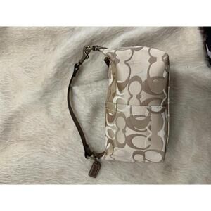 Coach Beige Signature Canvas Mini Shoulder Bag